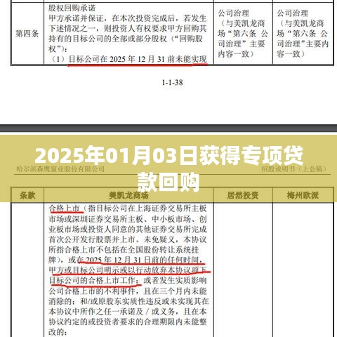 关于专项贷款回购的日期及进展，获贷回购时间定于2025年1月3日