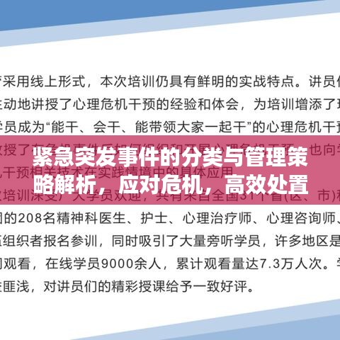 紧急突发事件的分类与管理策略解析，应对危机，高效处置之道