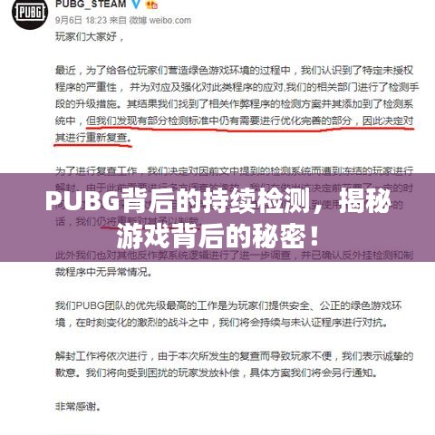 PUBG背后的持续检测，揭秘游戏背后的秘密！